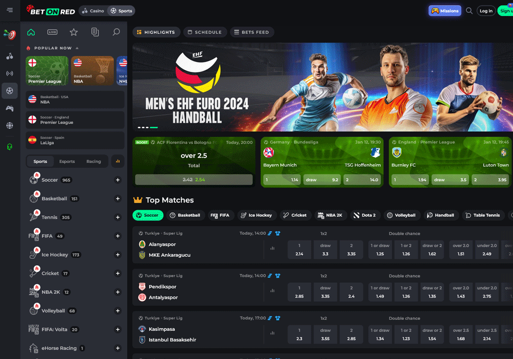 Sport bets at betonred desktop